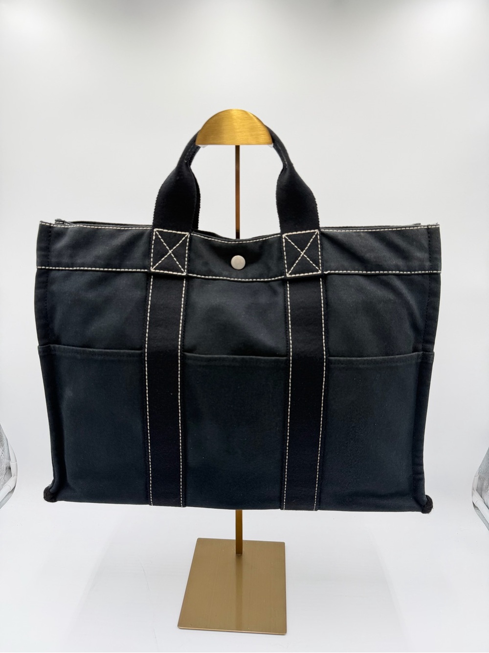 Hermès Fourre-Tout MM Black Canvas Unisex Tote Bag